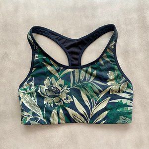 EUC Old Navy Go-Dry Medium Support Floral Botanical Print Sports Bra Size Small